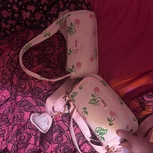 Juicy Couture Pink and Green retro cherry Crossbody Bags